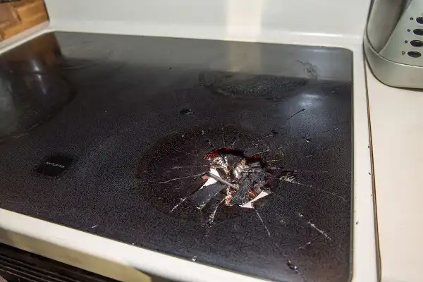 Broken cooktop glass